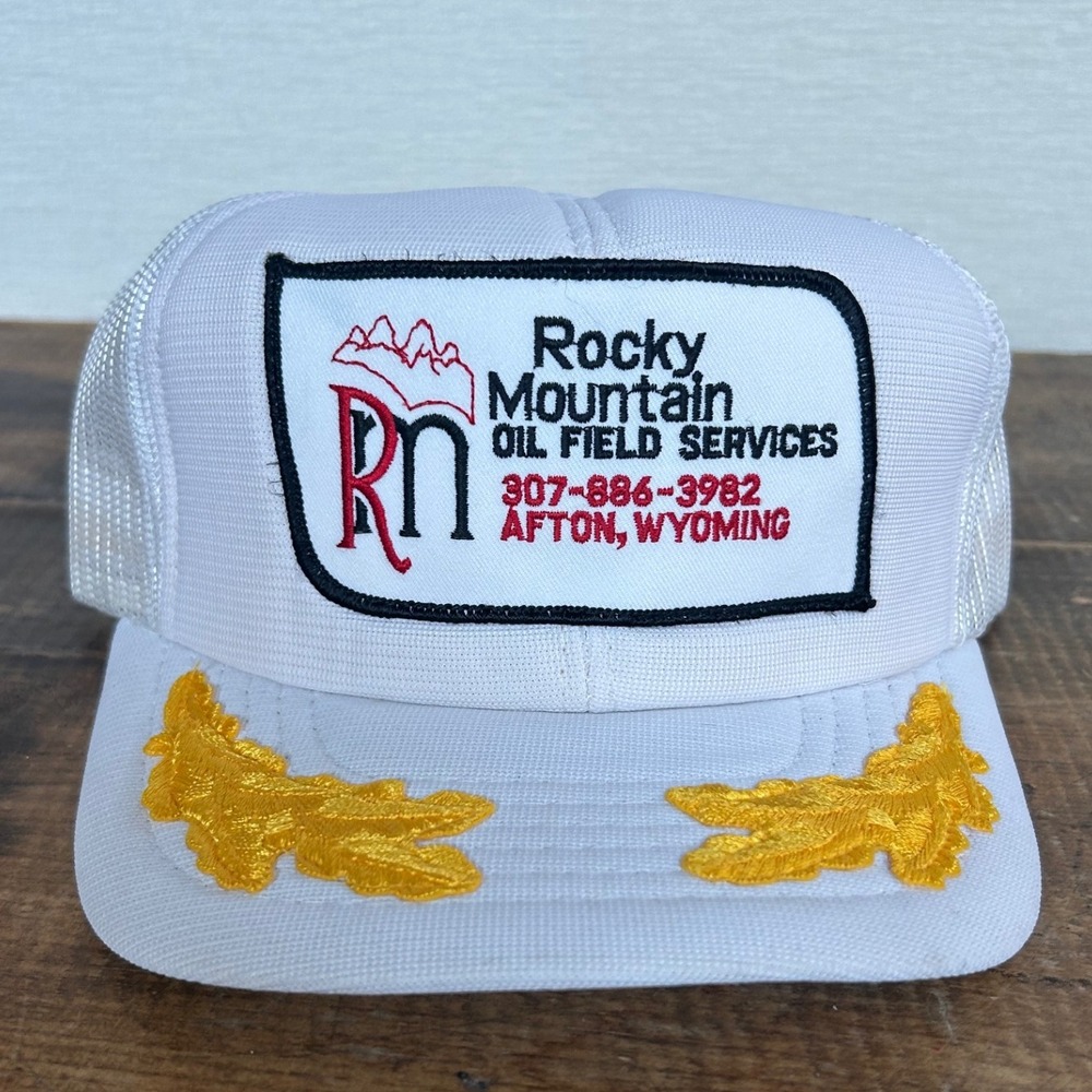VTG Rocky Mountain Oil Field Services Trucker Hat White Mesh RN Logo Wyoming USA